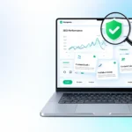 Modern illustration of the Kompama digital publishing platform review showing security, legitimacy, SEO analytics, and content management features in 2026.